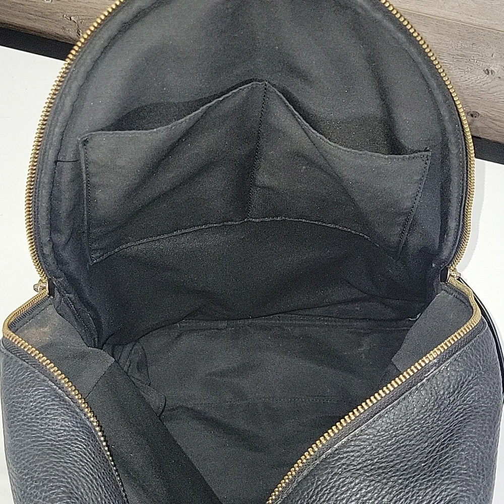 Coach Black Pebbled Leather Laptop Backpack with Gold-Tone Logo 5869